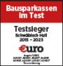 Testsiegel: Beste Bausparkasse – Testsieger Schwäbisch Hall 2023