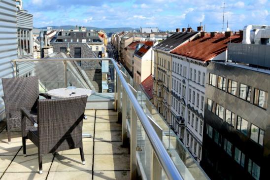 Skyline of Vienna, Austria, seen from a penthouse apartment