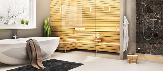 Luxuriöses Badezimmer mit Sauna