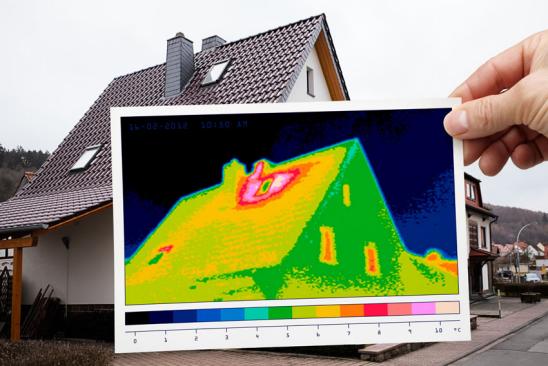 Thermografische Aufnahme eines Einfamilienhauses